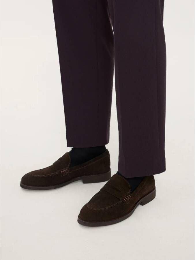 Kazar Bruine Suède Loafers met Blauwe Accenten Brown Heren