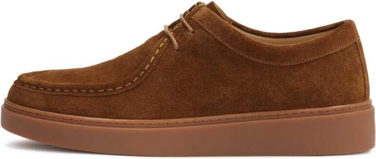 Kazar Bruine suède sneakers met korte veters