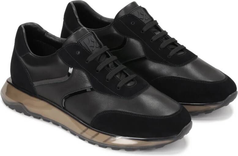 Kazar Comfortabele sneakers van graanleer en suède voor heren Black Heren