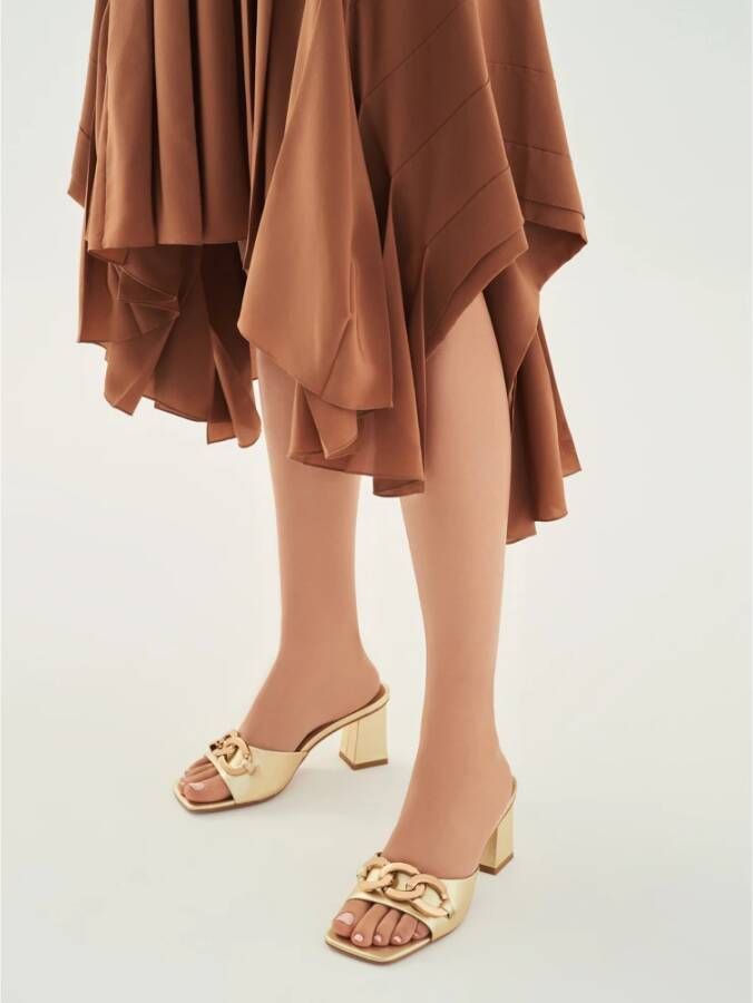 Kazar Dames elegante gouden muiltjes op een comfortabele hak Yellow Dames