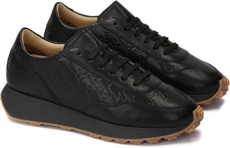 Kazar Dames leren sneakers met een geribbelde zool Black Dames