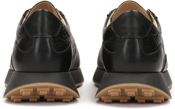 Kazar Dames leren sneakers met een geribbelde zool Black Dames