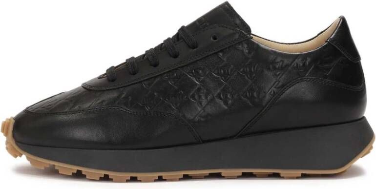 Kazar Dames leren sneakers met een geribbelde zool Black Dames