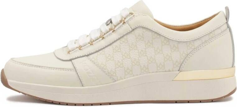 Kazar Dames witte en beige sneakers