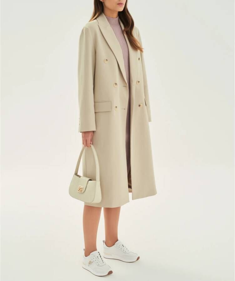 Kazar Dames witte leren sneakers in minimalistische stijl White Dames