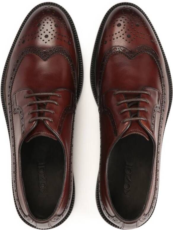 Kazar Elegante bruine leren halfschoenen met rozetdecoratie