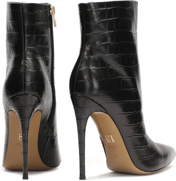 Kazar Elegante hoge stiletto laarzen met krokodillenpatroon Black Dames