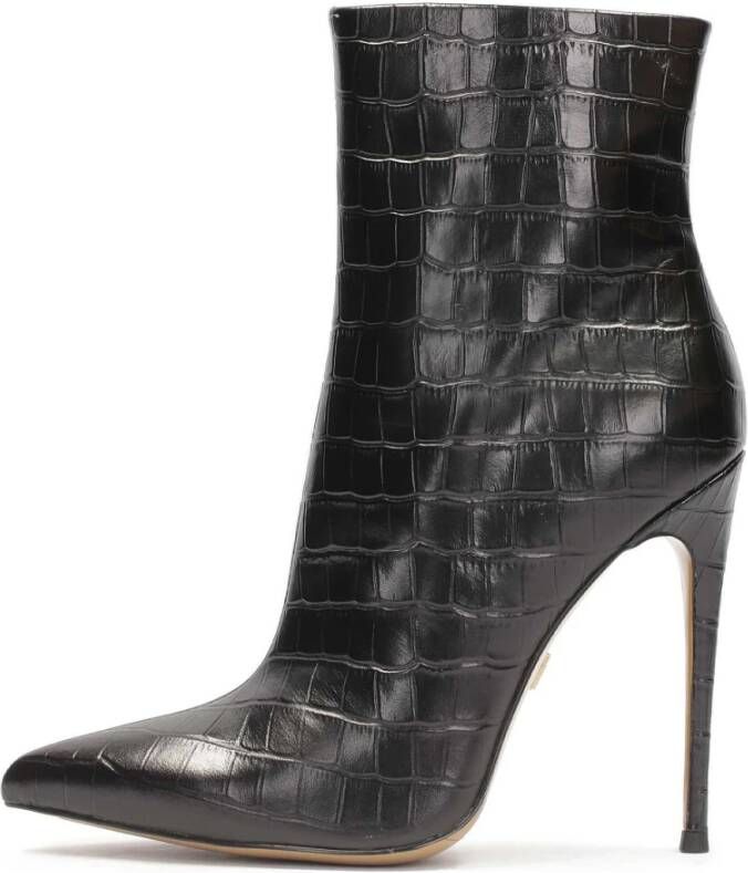 Kazar Elegante hoge stiletto laarzen met krokodillenpatroon Black Dames