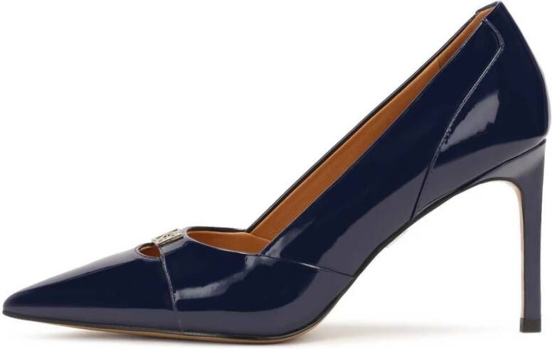 Kazar Gelakte marineblauwe pumps met hak