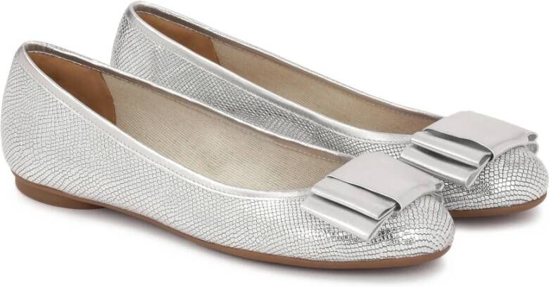 Kazar Gestanste leren ballerina's in zilverkleur Gray Dames