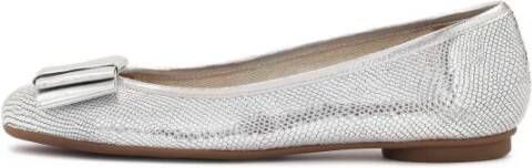 Kazar Gestanste leren ballerina's in zilverkleur Gray Dames
