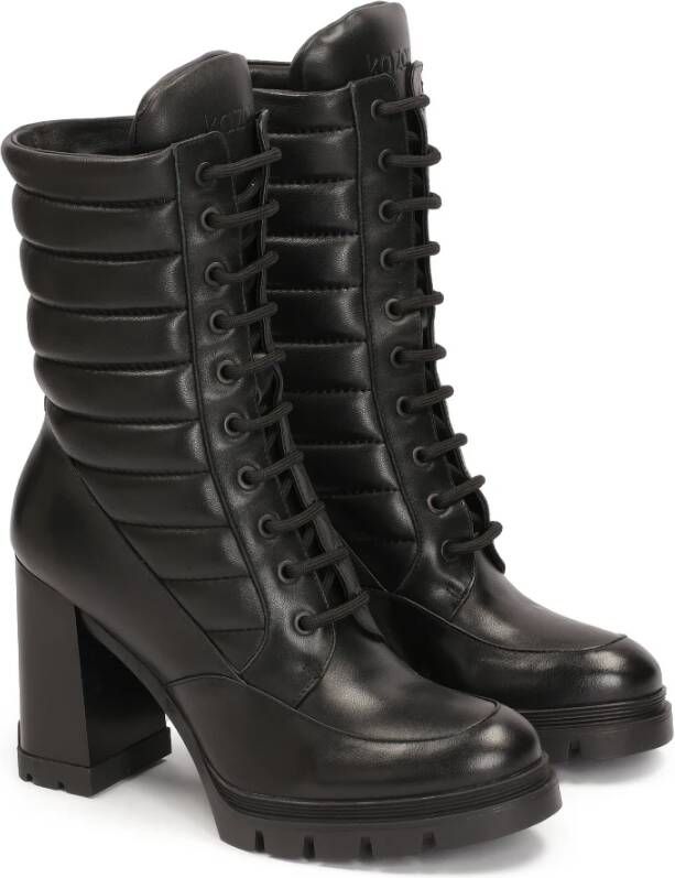 Kazar Gewatteerde leren veterschoenen Black Dames