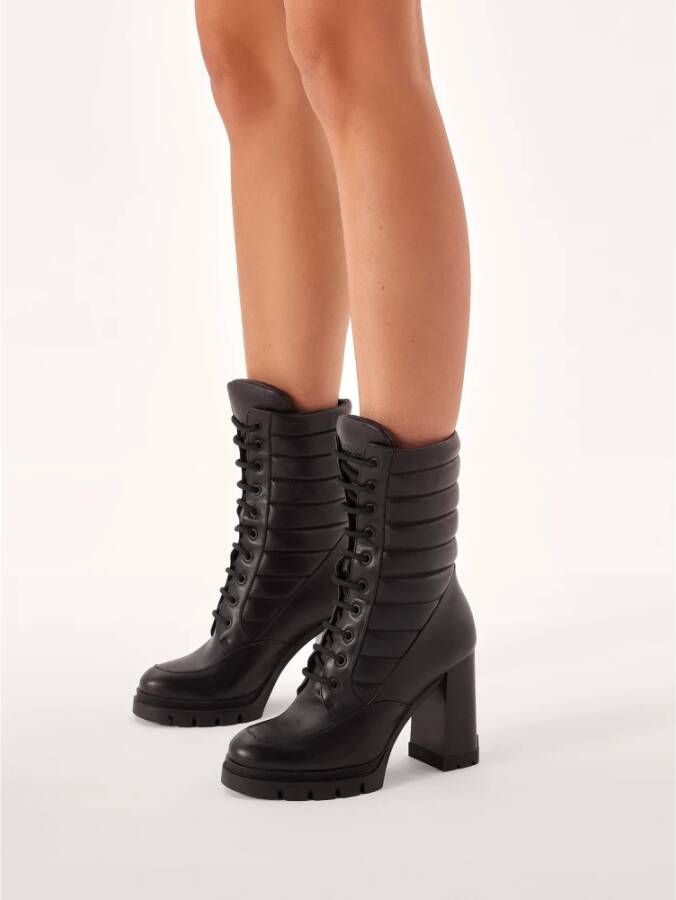 Kazar Gewatteerde leren veterschoenen Black Dames