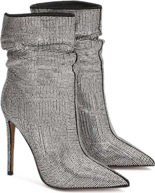 Kazar Glinsterende laarsjes versierd met zilveren kristallen Gray Dames