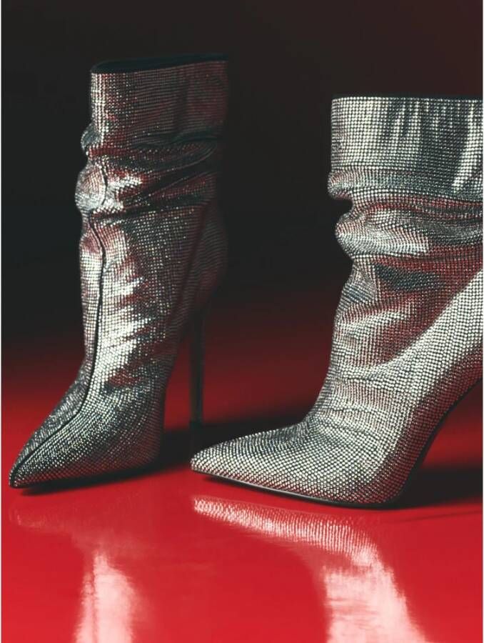 Kazar Glinsterende laarsjes versierd met zilveren kristallen Gray Dames