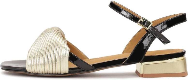 Kazar Goud-zwarte lage sandalen met hak