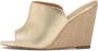 Kazar Gouden leren teenslippers met raffia hakken - Thumbnail 2