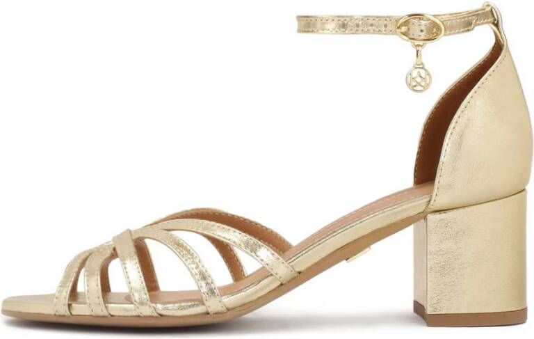 Kazar Gouden sandalen met lage brede hak