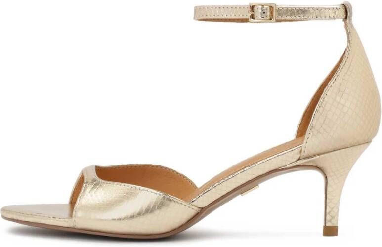 Kazar Gouden sandalen van gestempeld leer met lage hak