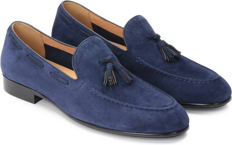 Kazar Heren instappers in marineblauwe loafers met kwastjes Blue Heren