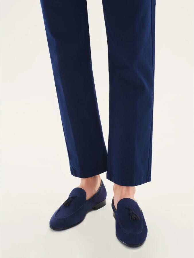 Kazar Heren instappers in marineblauwe loafers met kwastjes Blue Heren