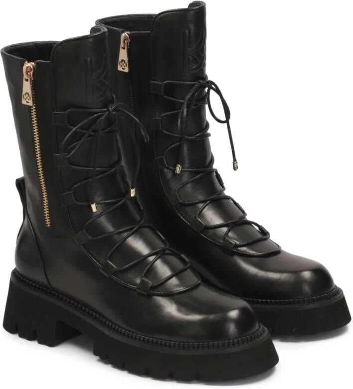 Kazar Hoge leren laarzen versierd met ritsen Black Dames