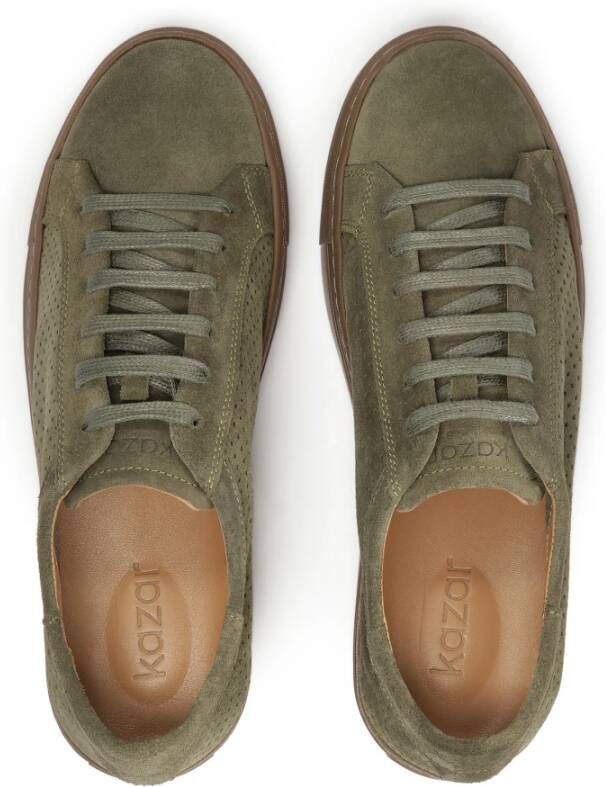 Kazar Khaki sneakers met geperforeerd bovendeel