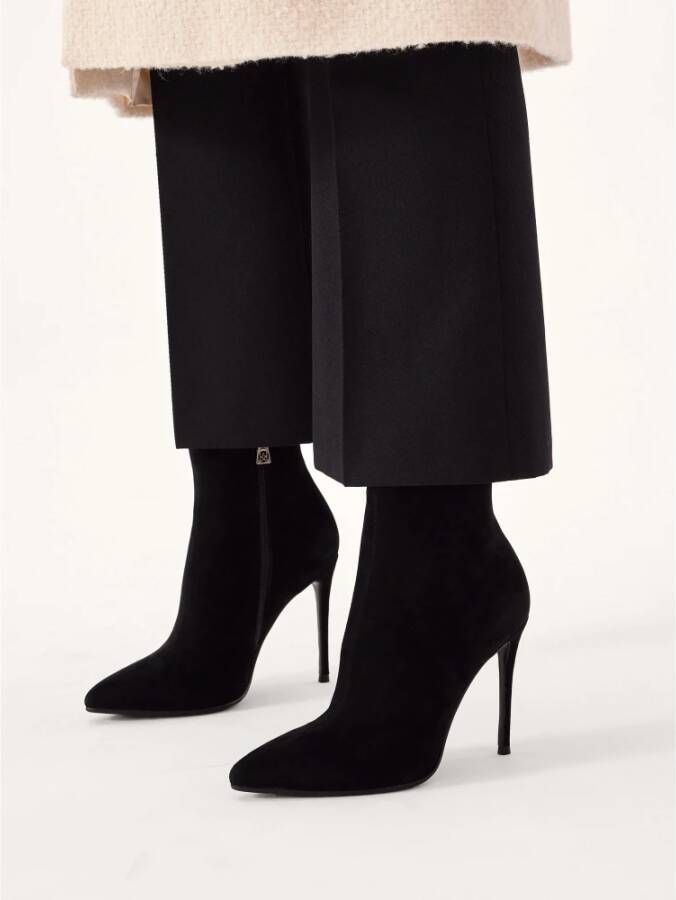 Kazar Klassieke zwarte suède laarzen met stilettohak Black Dames