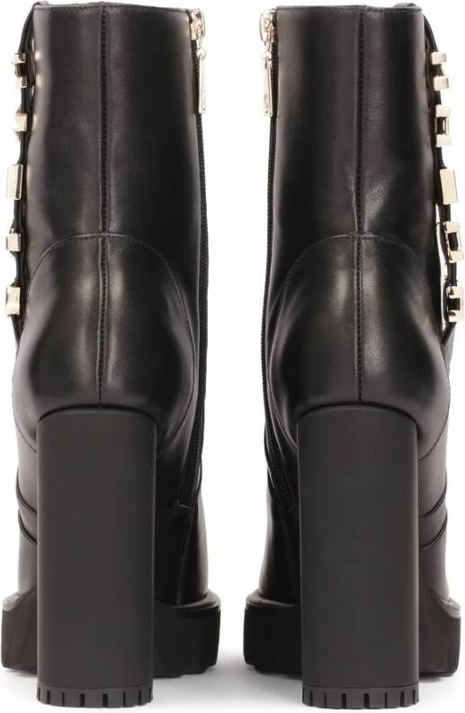 Kazar Leren laarzen met matte hak versierd met letters Black Dames