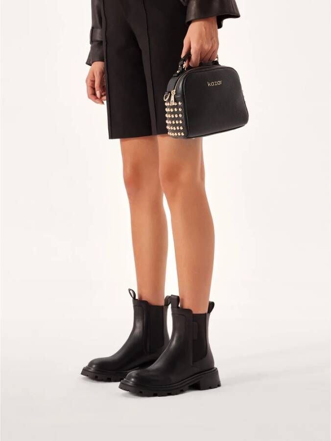 Kazar Leren laarzen met slip-on bovenwerk Black Dames