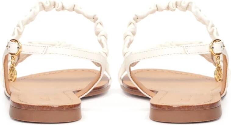 Kazar Leren platte sandalen met gekreukelde bandjes