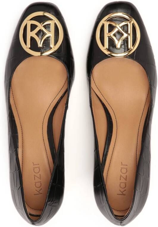 Kazar Leren pumps met een brede hak Black Dames