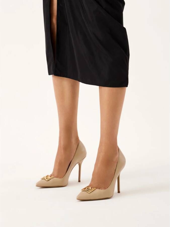 Kazar Leren pumps met metalen versiering Beige Dames