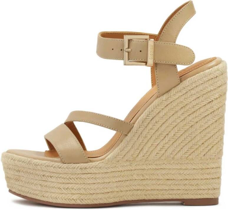 Kazar Leren sandalen op een met koord bedekte hak