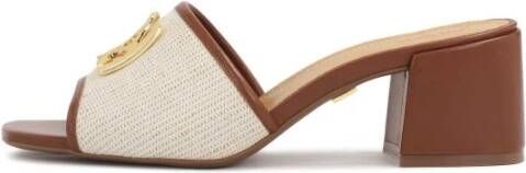 Kazar Leren teenslippers met canvas band