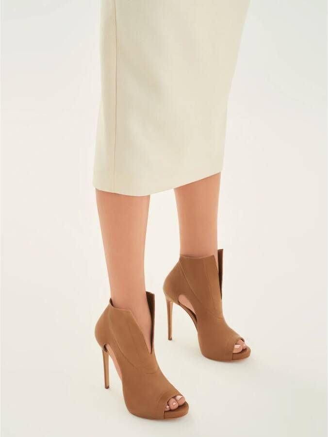 Kazar Lichtbruine peep toe enkellaarsjes met uitsparingen in de bovenkant Brown Dames