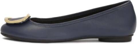 Kazar Marineblauwe leren ballerina's met metalen accenten