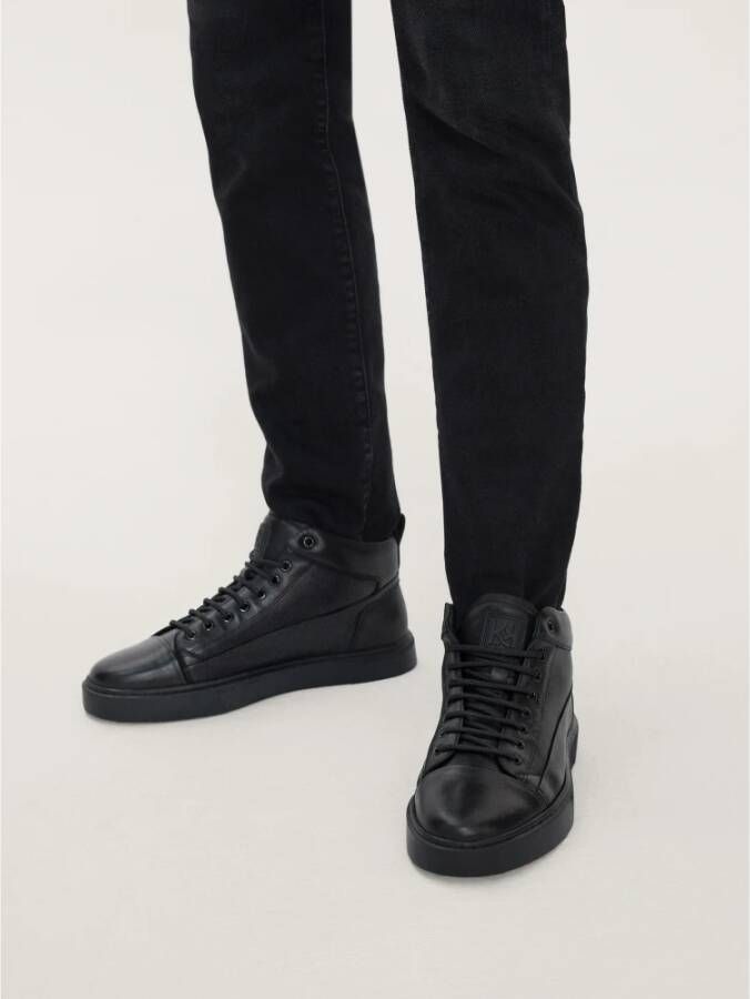 Kazar Moderne Leren Sneakers Trendy Design Black Heren