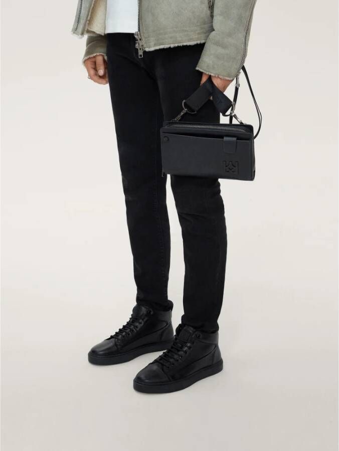 Kazar Moderne Leren Sneakers Trendy Design Black Heren