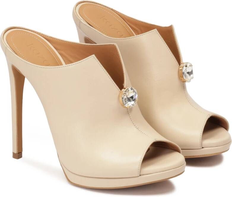 Kazar Opgebouwde leren hakken muiltjes Beige Dames