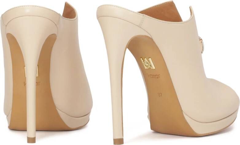 Kazar Opgebouwde leren hakken muiltjes Beige Dames