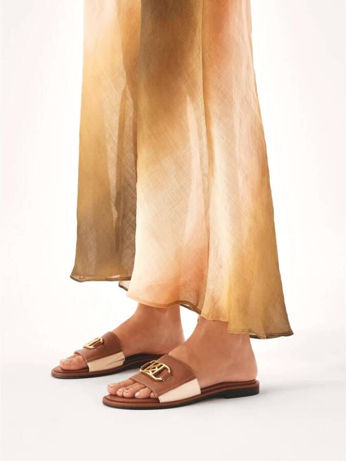 Kazar Platte bruine en beige slippers