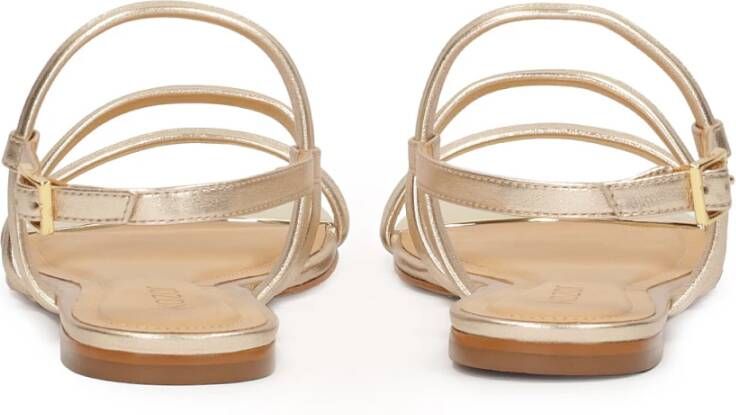 Kazar Platte gouden sandalen met drie bandjes Yellow Dames