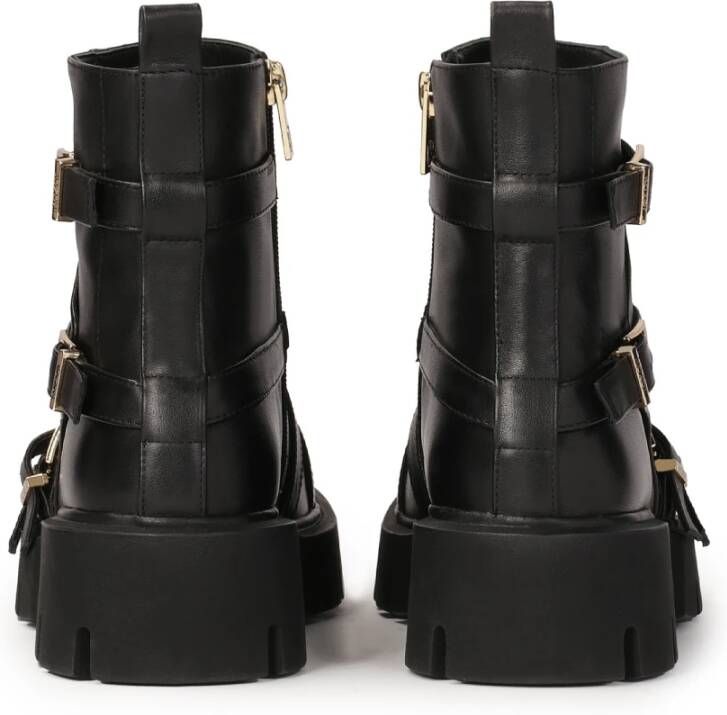 Kazar Platte laarzen versierd met riemen met gespen Black Dames