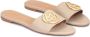 Kazar Platte leren slippers versierd met een monogram Beige Dames - Thumbnail 2