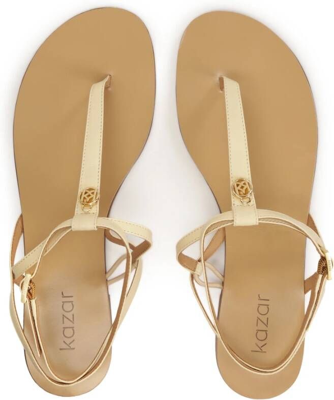 Kazar Platte leren teenslippers
