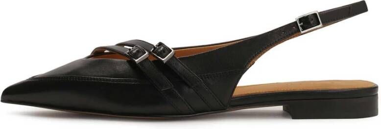 Kazar Platte slingback pumps van zwart leer