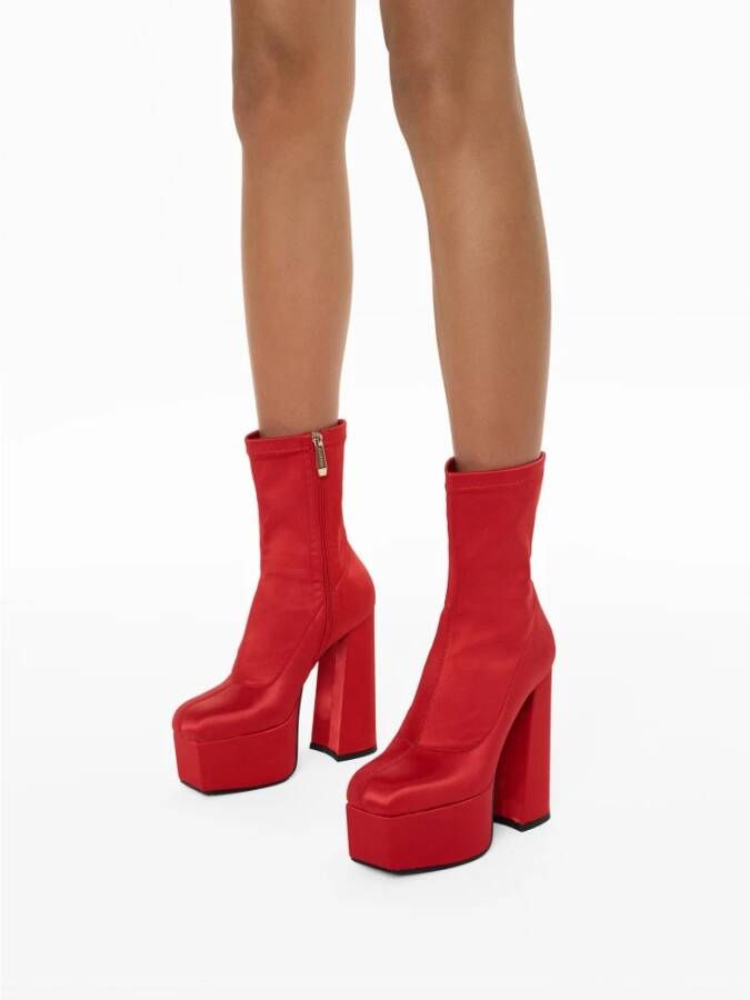 Kazar Rode laarsjes met brede hak en platform Red Dames
