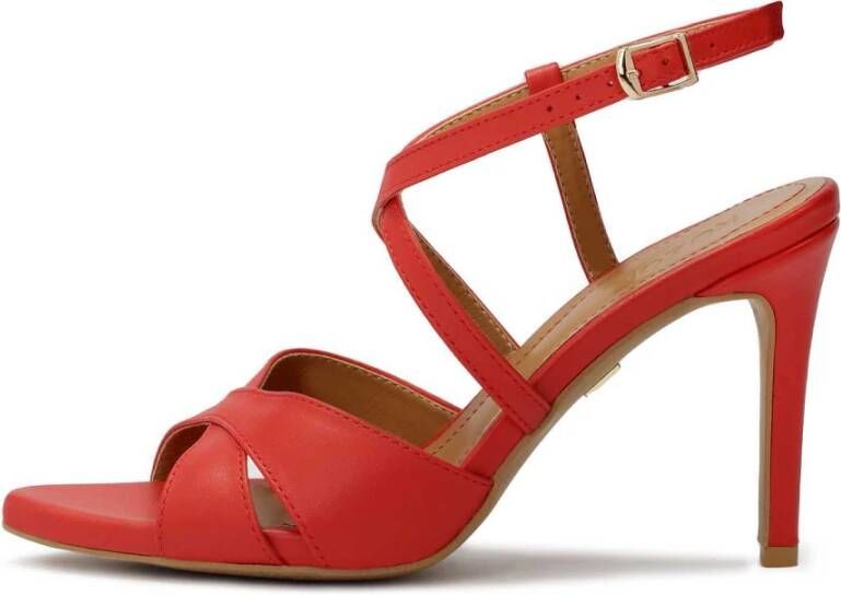 Kazar Rode leren sandalen met kruisbanden