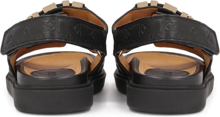 Kazar Sandalen versierd met metalen letters en reliëf Black Dames